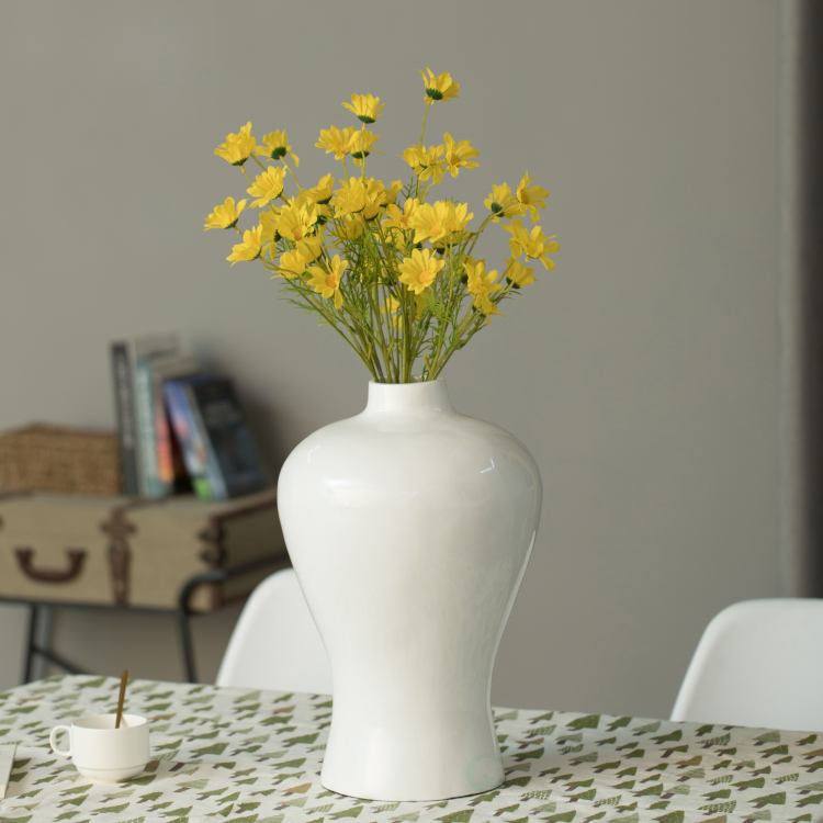 Modern White Large Tabletop Centerpiece Flower Vase